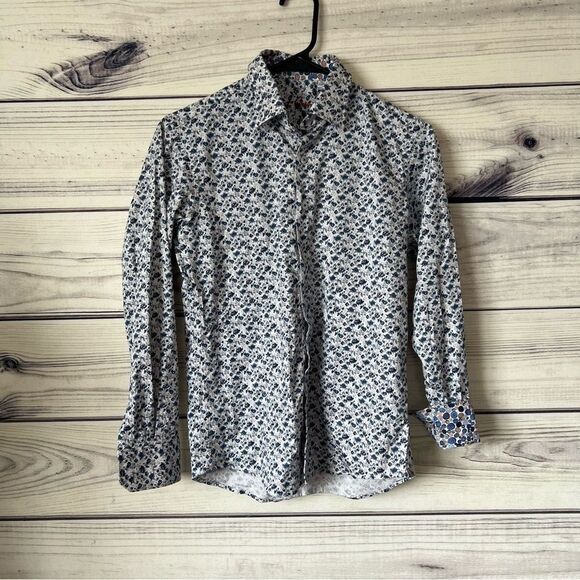 Robert Graham Boys Size Large Shite Floral Patterned Button Down Shirt - Picture 1 of 6